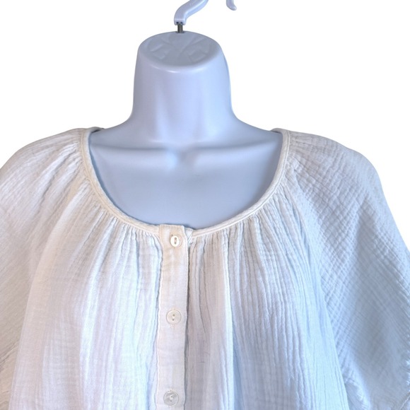 Marea by Liz Joy Everly Cotton Gauze Peasant Top Size S Boho Fairy Coastal - Picture 2 of 7